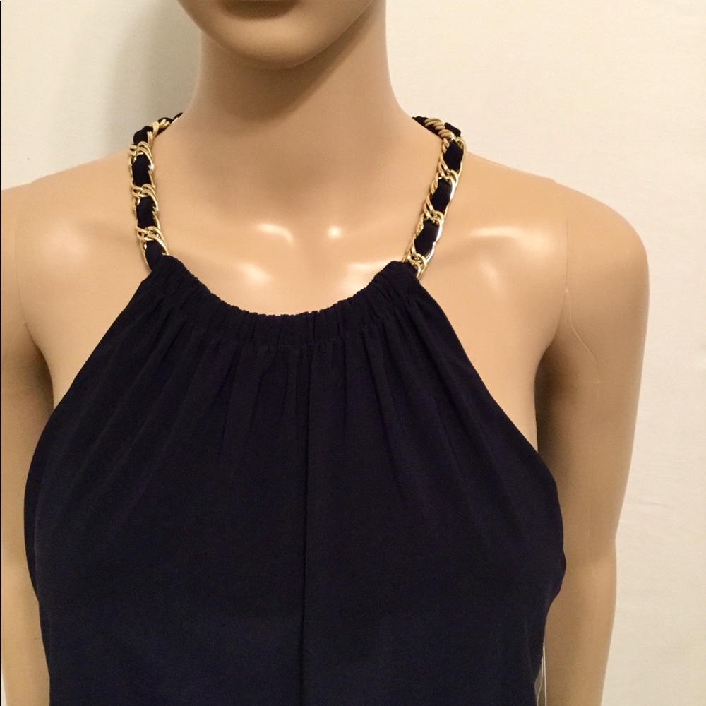 COPY - Navy Jumpsuit by Laundry chain neck clasp blouson